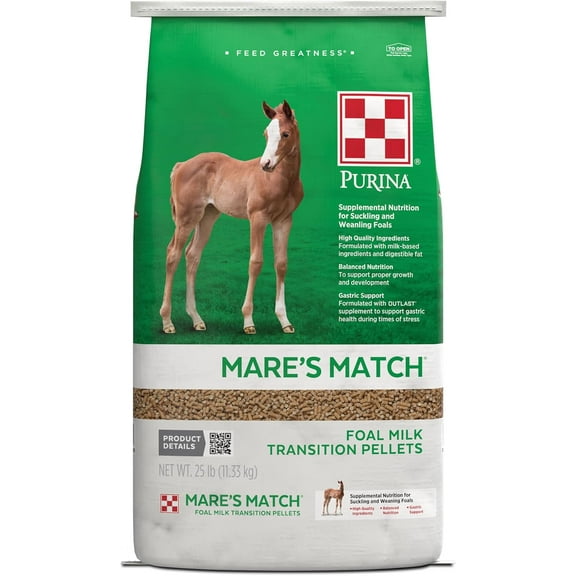 Purina Mare's Match Foal Horses Milk Transition Pellets, 25 lbs