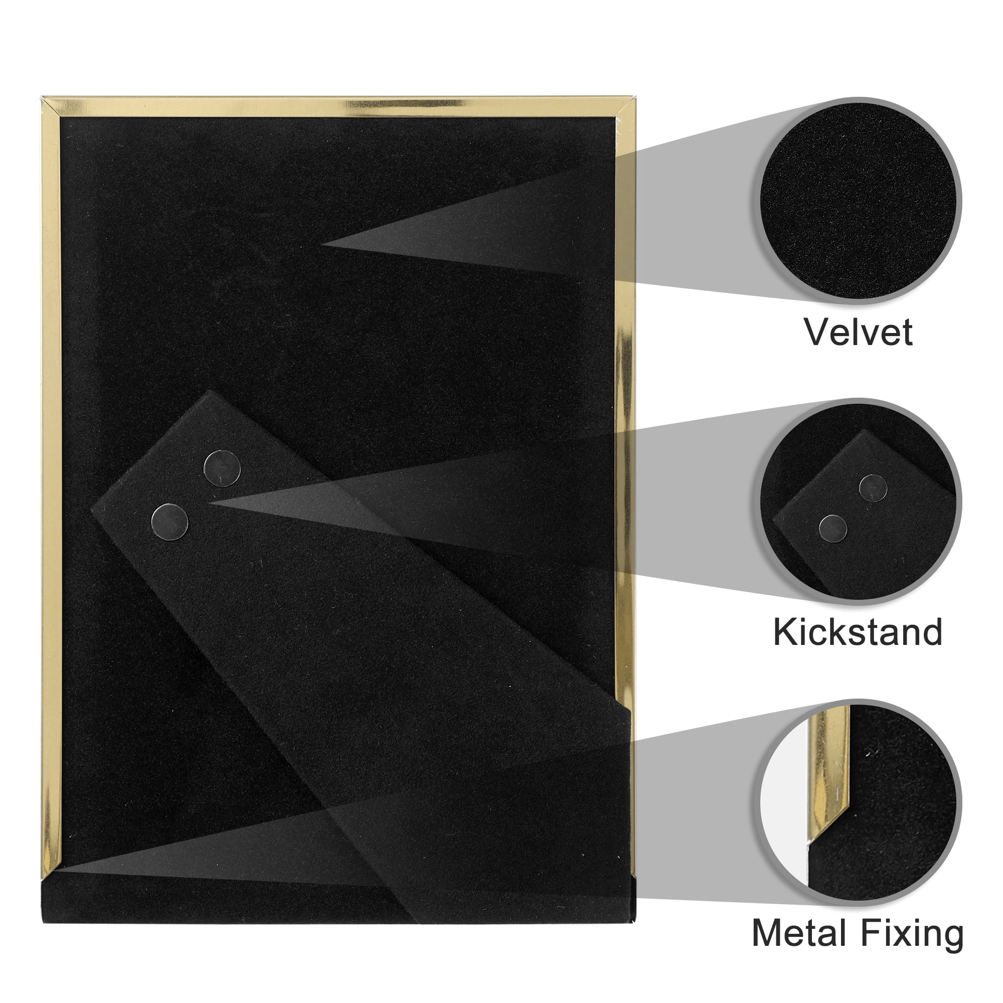 Unique Bargains Modern Picture Frame Brushed Aluminum Metal Photo Frame Gold 5x7 Gold/Silver 5x7
