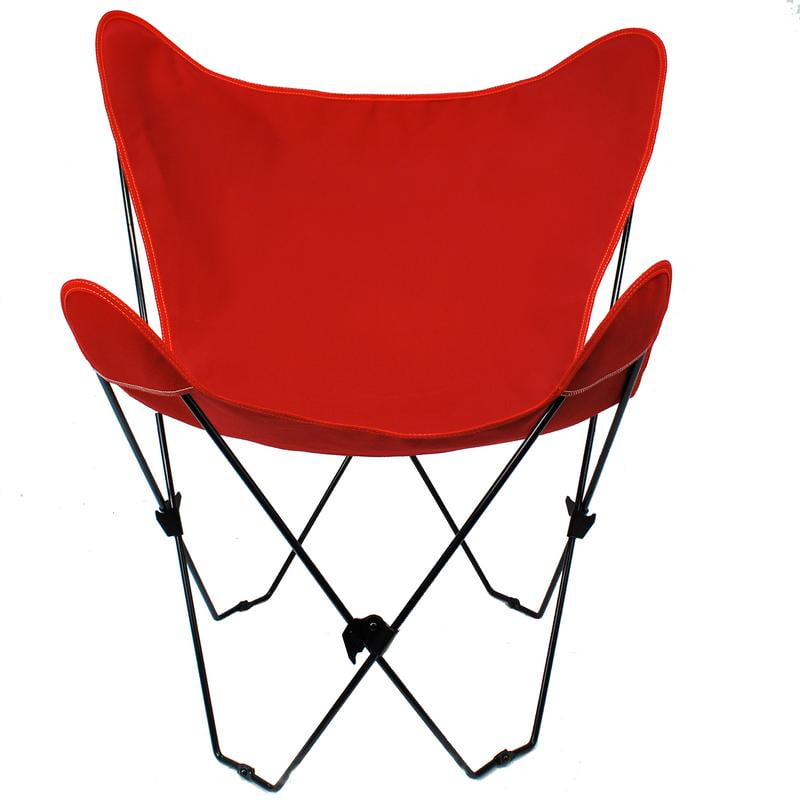 Butterfly Chair and Cover Combination With Black Frame, Red