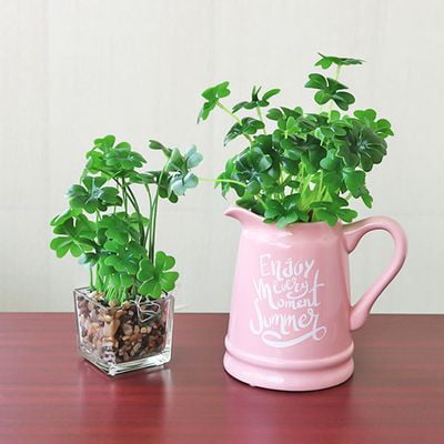 Akoada 3pcs Plant Diy Four Leaf Clover Artificial Greenery Fake Plant For Home Garden Office Store Decoration Walmart Com