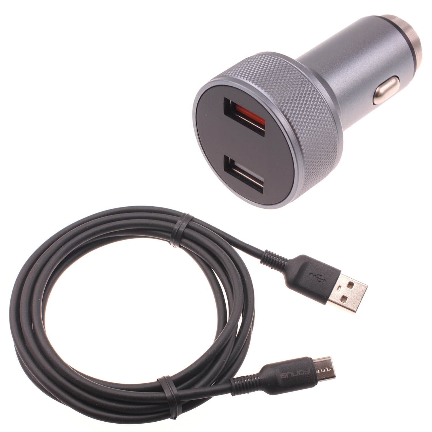 24W Fast Car Charger for Samsung Galaxy S24 FE - 2-Port 6ft USB-C Cable DC Socket Power Adapter for Galaxy S24 FE