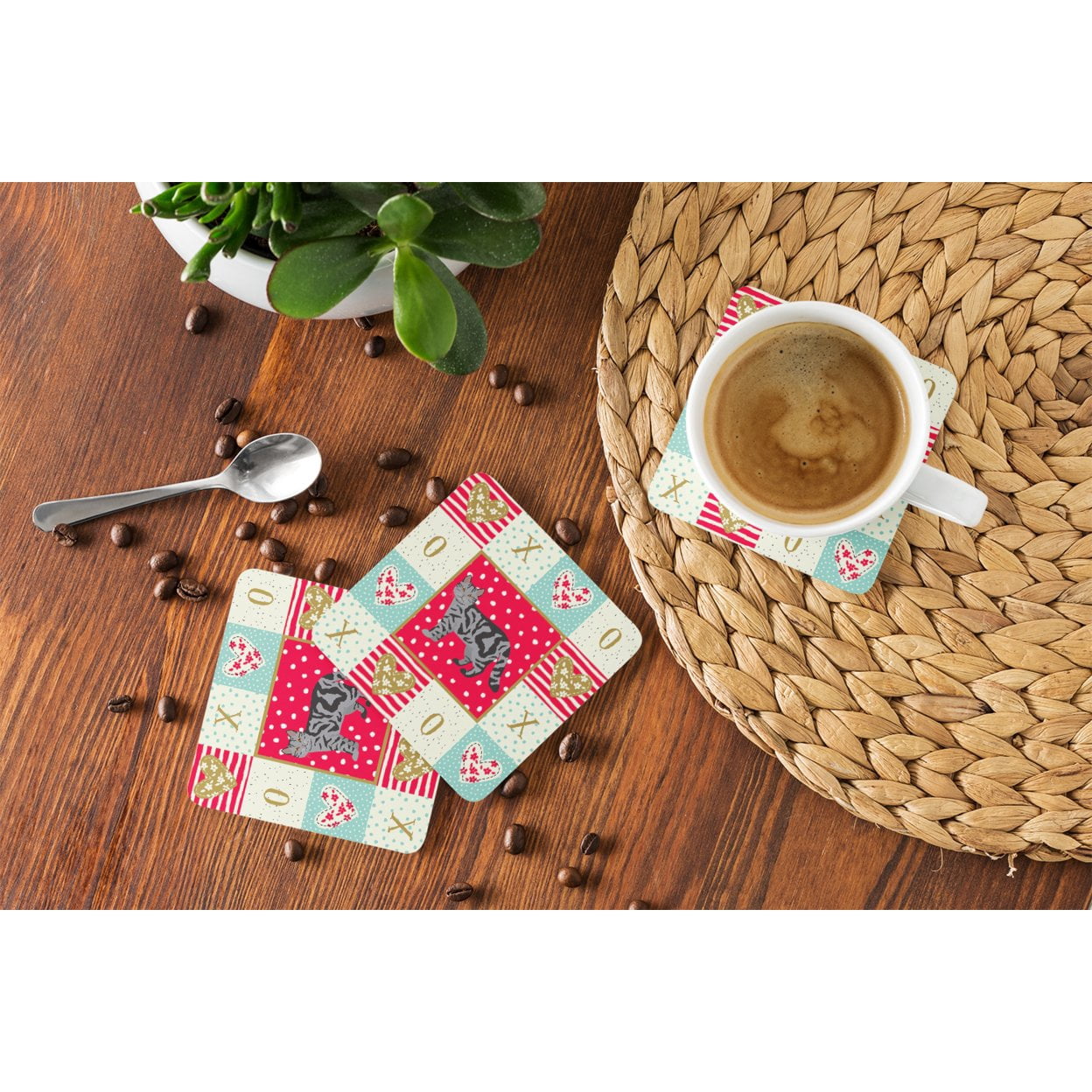 Scottish Straight Cat Love Foam Coaster Set of 4