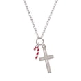 thumbnail image 2 of Delight Jewelry Silvertone 3-D Red Enamel Candy Cane I Have Plans for You Engraved Cross Zoey Necklace, 28", 2 of 4