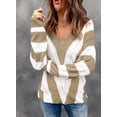 thumbnail image 3 of HOTAPEI V Neck Sweaters for Women Color Block Striped Knitted Sweater Long Sleeve Pullover Sweaters Knit Tops, 3 of 6
