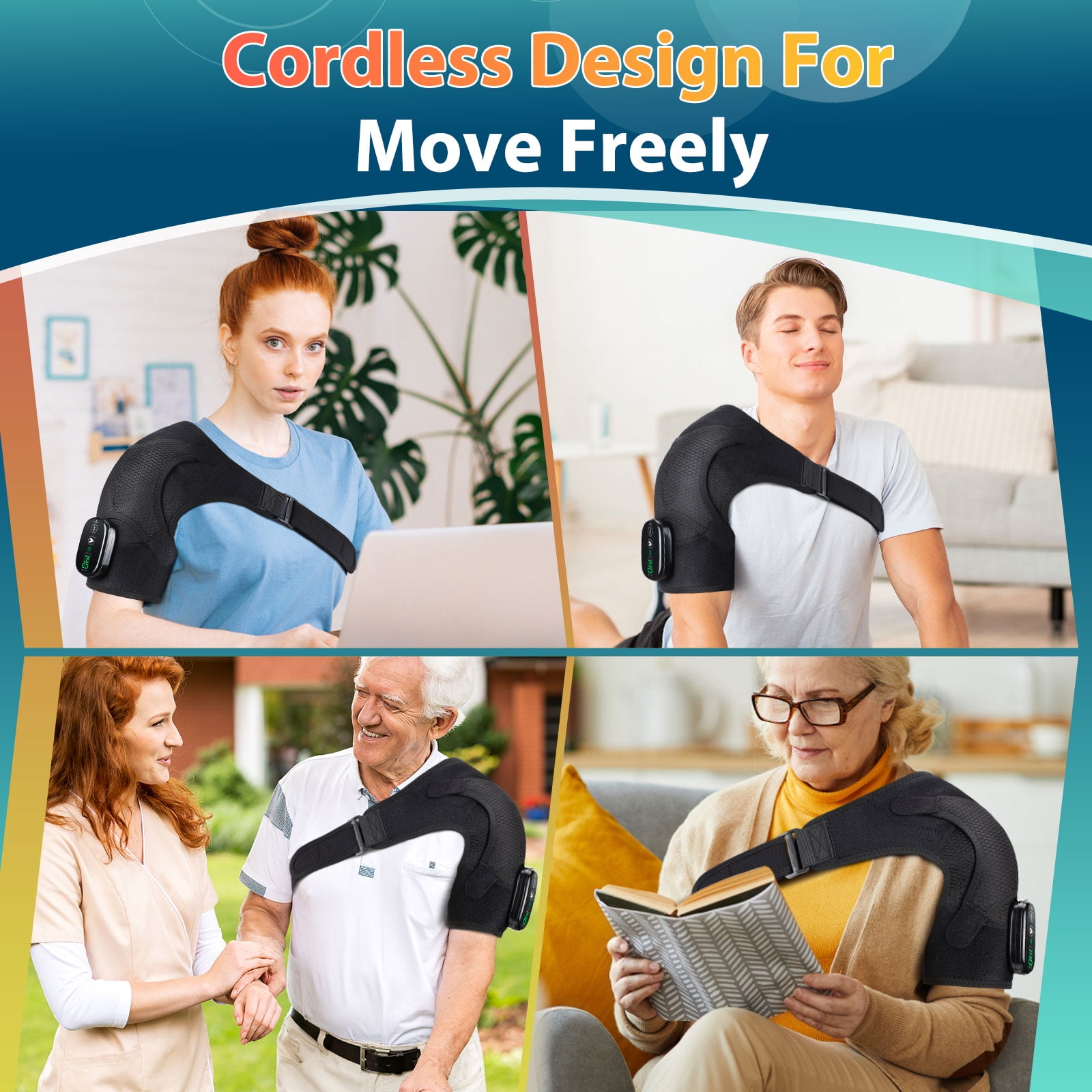 Shoulder Heating Pad Touch Screen Controller Heated Shoulder Wrap, Smart Shoulder Brace Massager for Muscle Fatigue and Pain