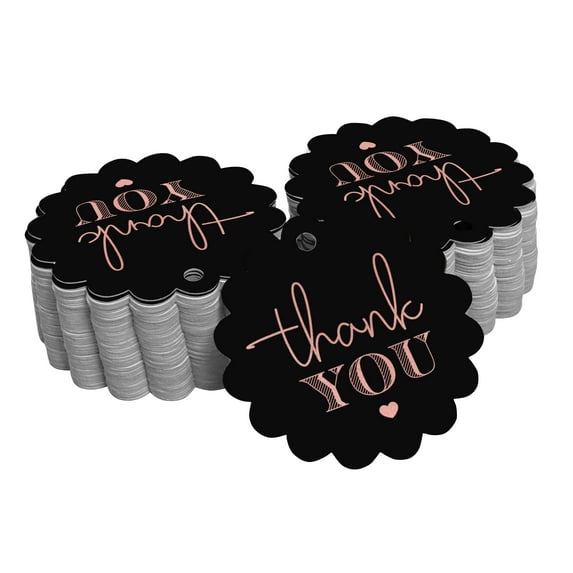 Inkdotpot 100 Pack Thank You Bridal Shower Favor Paper Tags Craft Real Rose Gold Foil Hang Tags
