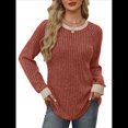 thumbnail image 2 of Camisas de Larga para Mujer, Suéteres, Conjuntos de Otoño, Bloques de Color, Ropa de Invierno, Elegantes, Informales, Suaves. Color Caramelo XL, 2 of 7