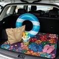 thumbnail image 2 of XYZCANDO Hippie Floral Car Trunk Mat 29" x 39", All-Weather Waterproof Cargo Liner with Non-Slip Backing, Easy-Clean Stitched Edge Protector for SUVs, Sedans and Trucks, 2 of 7
