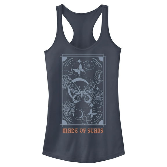Junior's Lost Gods Made of Stars Butterfly Racerback Tank Top Indigo Small