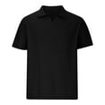 thumbnail image 5 of Yaoyar Mens Solid Color Turndown Neck T-Shirt Short Sleeve Casual Tee Shirt Top for Men Basic Shirt Black,M, 5 of 5
