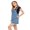 Blue, variant on Junior Womens Distressed Adjustable Strap Short Denim Pinafore Bib Overall Dress
