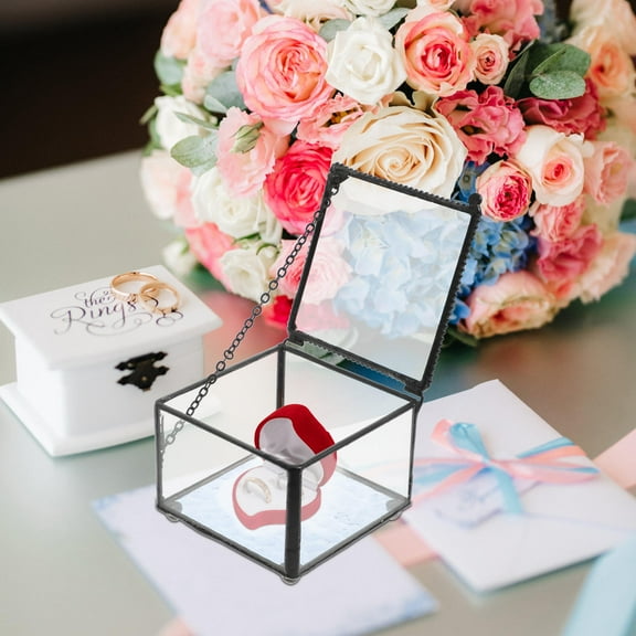 WHAMVOX European Style Glass Jewelry Box Rings Jewelry Display Storage Case Container Organizer Desktop Display Box