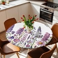 thumbnail image 3 of Purple Flowers Fitted Tablecloth with Elastic Edged, Round Table Cloth for Dining Table, Spring Butterflies Lavender Daisy Botanical Waterproof Oil Proof Table Cover for Indoor Outdoor 45"-54", 3 of 8