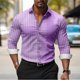thumbnail image 1 of Camisa de solapa de manga larga para hombre, de moda, de negocios, a rayas, a cuadros, suave, cómoda, ligera, informal, nuevo estilo S--6XL, 1 of 6