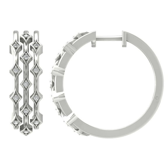 Araiya Sterling Silver Diamond Hoop Earrings for Women (1/8 cttw, I-J Color, I2-I3 Clarity)