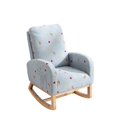 thumbnail image 4 of 26.8"W Modern Rocking Chair for Nursery, Mid Century Accent Rocker Armchair With Side Pocket, Upholstered High Back Wooden Rocking Armchair Chair for Living Room Baby Kids Room Bedroom, Blue, 4 of 7