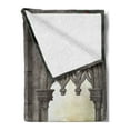 thumbnail image 2 of Gothic Soft Flannel Fleece Throw Blanket, Vintage Style Ottoman Palace Balcony for Sultans Red Rose Flowers Ivy Terrace Image, Cozy Plush for Indoor and Outdoor Use, 50" x 70", Beige, by Ambesonne, 2 of 5