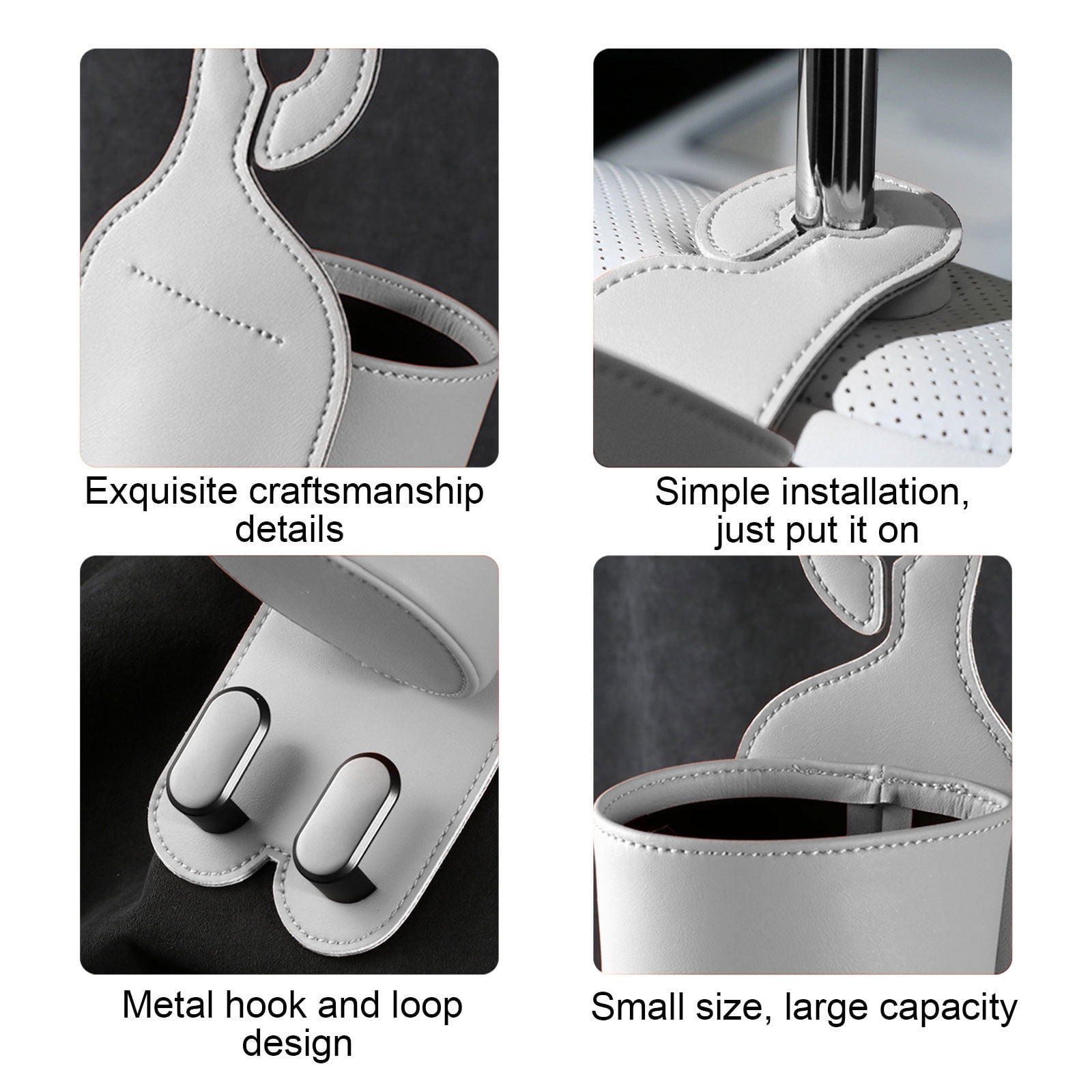 Pxyqht Multifunctional Car Seat Hook and Storage Bag with Rear Cup Support for Tidy Organization and Convenient Accessory Storage in Vehicles