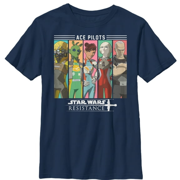 Boy's Star Wars Resistance Ace Pilot Panel  Graphic Tee Navy Blue X Large