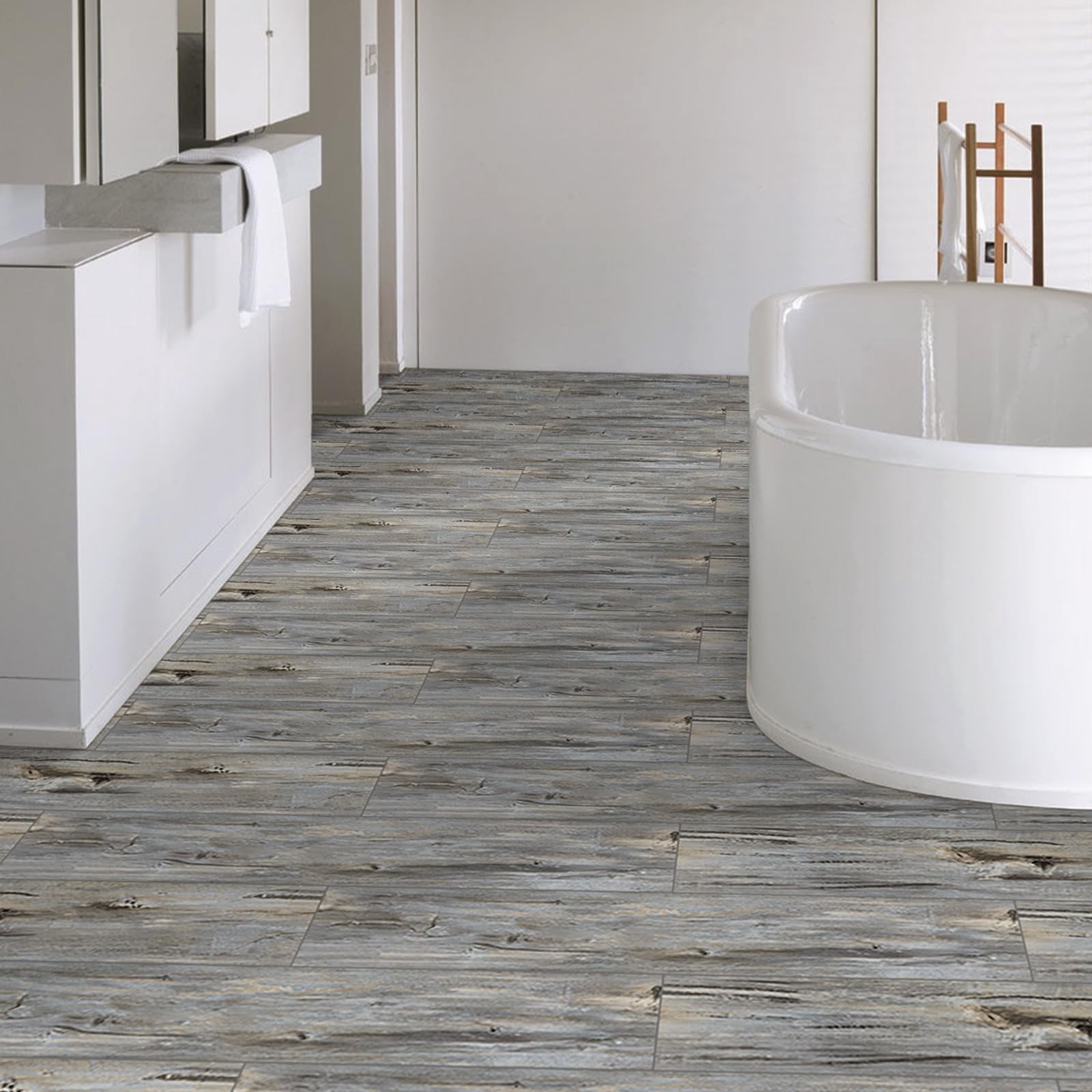 Peel And Stick Floor Tile  Vinyl Flooring Self Adhesive Durable 10-pack 15 Sq.ft Wood Look Tiles Waterproof For Transfer Bathroom Kitchen Rv Living Room