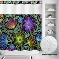 thumbnail image 2 of No Hook Shower Curtain, Abstract Flower Shower Curtains for Bathroom with See Through Top Window, Geometric Colorful Floral Leaf Plant Waterproof & Washable Bath Curtain Standard 72"x72", 2 of 9