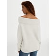 thumbnail image 4 of Jersey LILLUSORY para mujer con hombros descubiertos, de gran tamaño, blanco, 4 of 6