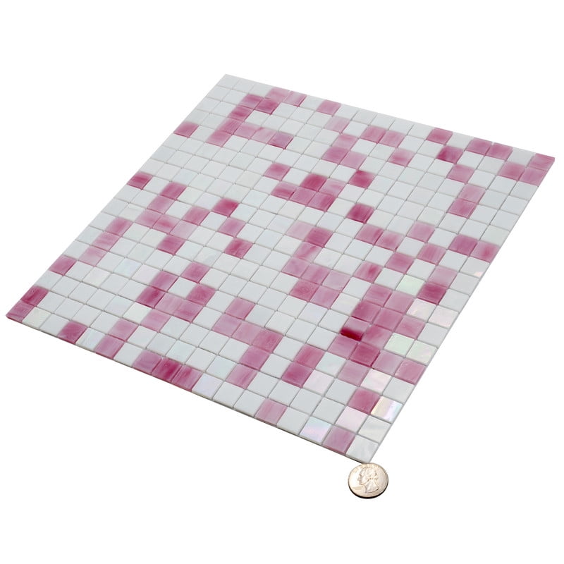 Apollo Tile Mingles 11.6 in. x 11.6 in. Glossy White and Soft Pink Glass Mosaic Wall and Floor Tile (18.69 sq. ft./case) (20-pack)