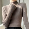 thumbnail image 2 of Xihbxyly Turtleneck for Women, Womens Long Sleeve Knit Tops Fashion Solid Color Turtleneck Tshirt Slim Fit Stretchy Layer Tee Shirts High Neck Knitted Sweater, 2 of 3