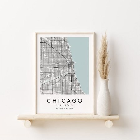 POSTER CHICAGO City Map, Illinois minimalist Home Map, map gift, valentines day gift, personalized map, minimalist decor-UNFRAMED