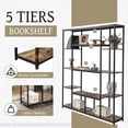 thumbnail image 3 of Harper & Bright Designs 5 Tier Bookcase Tall Bookshelf for Bedroom, Modern Rustic Storage Shelf with Metal Frame, Freestanding Display Accent for Living Room, Black, 3 of 9