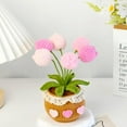 thumbnail image 5 of Handmade Crochet Tulip Bouquet Potted Plants, Knitted Artificial Forever Flowers with Exquisite Pot,Gift to Friends Women Kids,Perfect for Home Decorations, Office Desk(Pink), 5 of 8