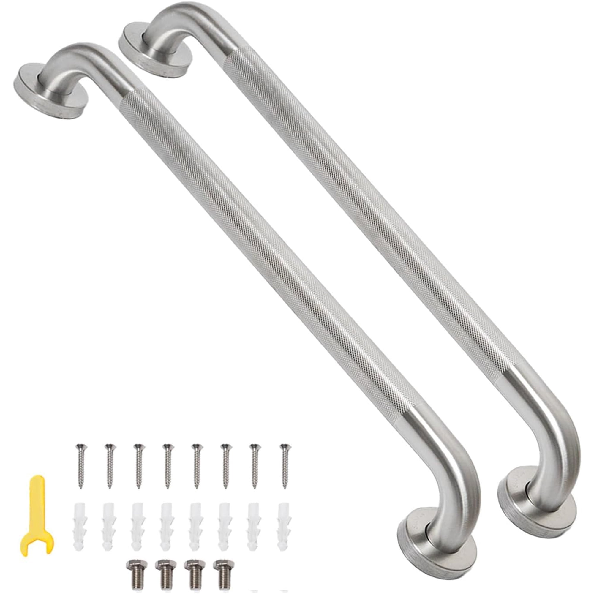 2 Pack 32 Inch Shower Grab Bar, Brushed Nickel Bathroom Grab Bar Handle with Anti-Slip Knurled Grip, Stainless Steel Bath Balance Bar, 1.25" Diameter Bath Safety Bar Support for Seniors Elderly