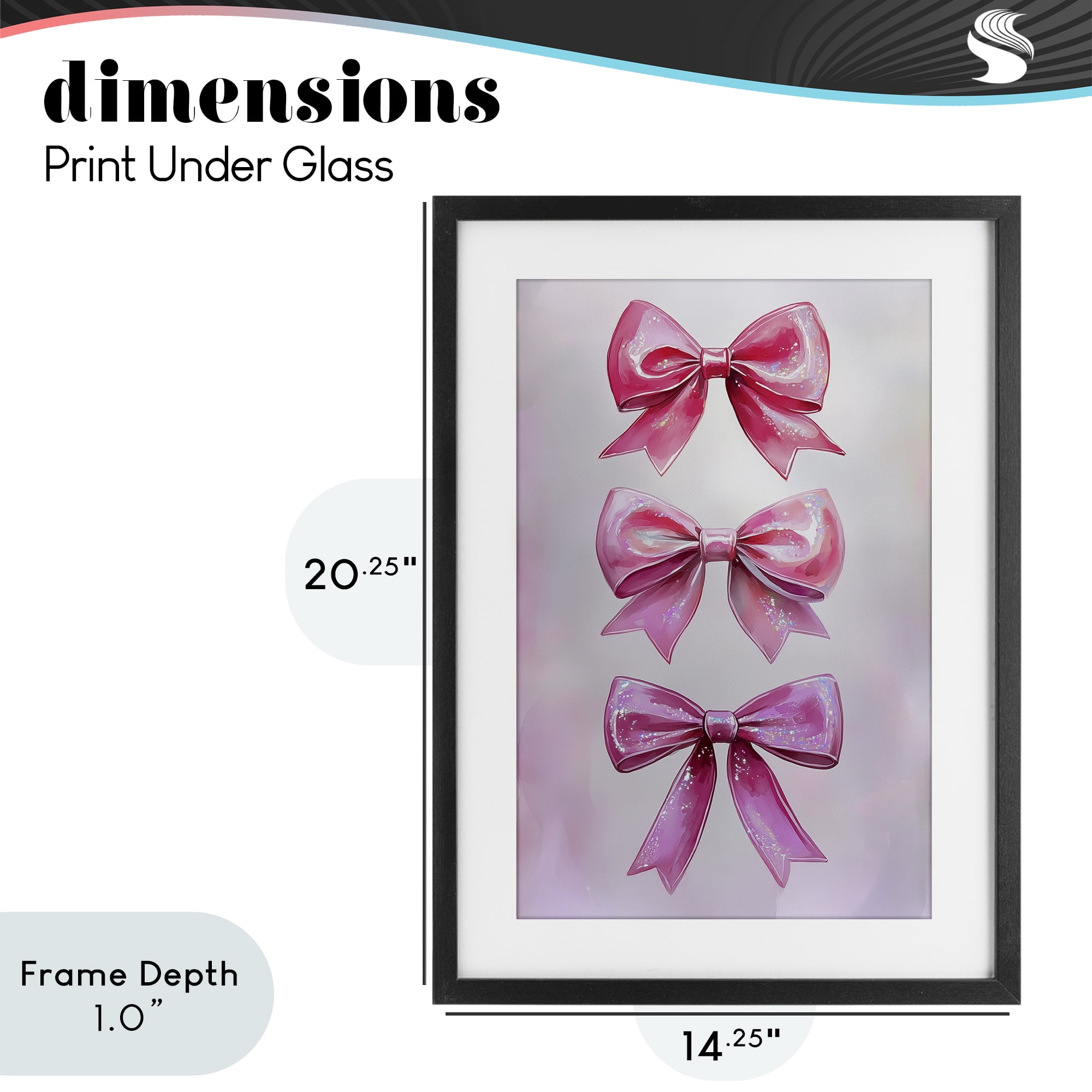 Stupell Industries Blush And Satin Ribbons Black Framed Print Under Glass, design by Annabelle Hall