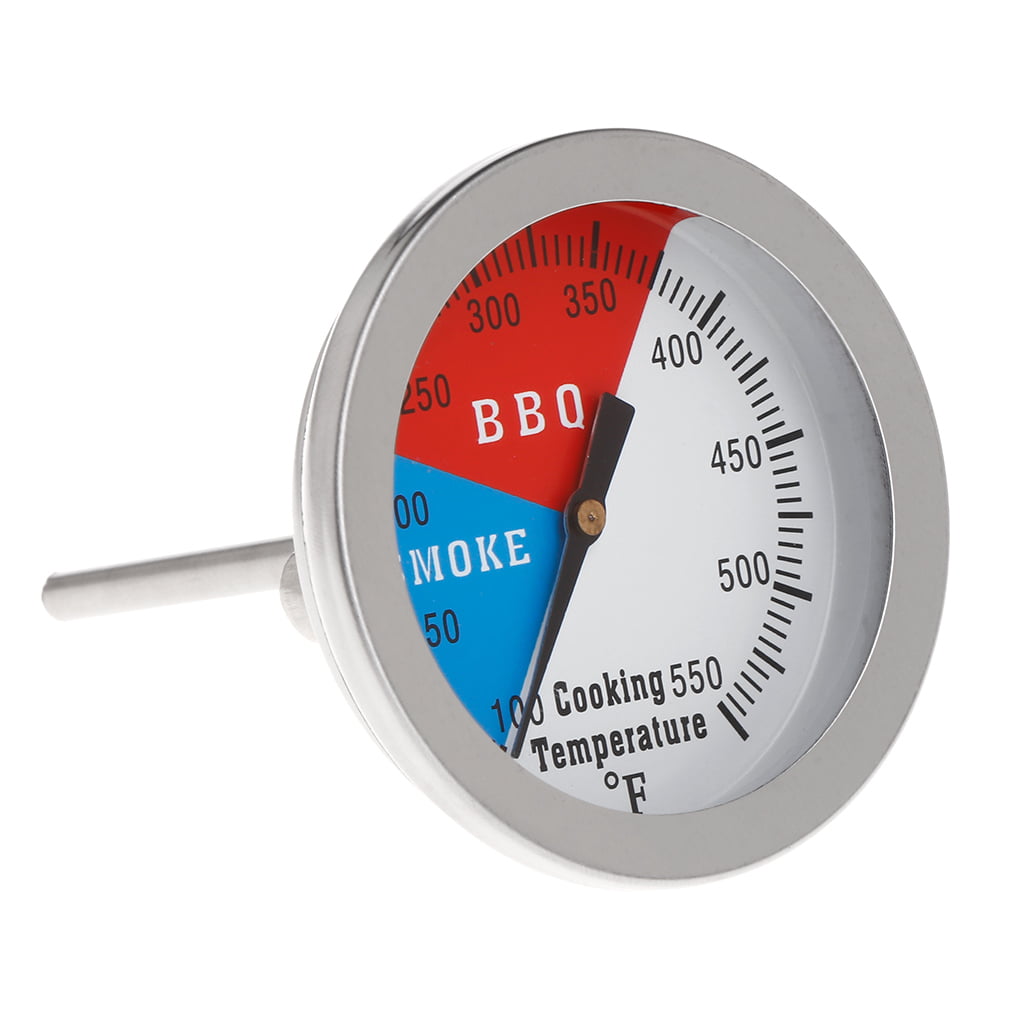 Thermometer 2" 550F BBQ Gauge Barbecue Grill Wood Smoker Charcoal Heat Indicator 