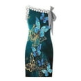 thumbnail image 4 of SMihono Robe d'Été Grande Taille pour Femmes 2023 Mode d'Été Imprimée Col Rond Sans Manches Robe à Épaules Dénudées, 4 of 5