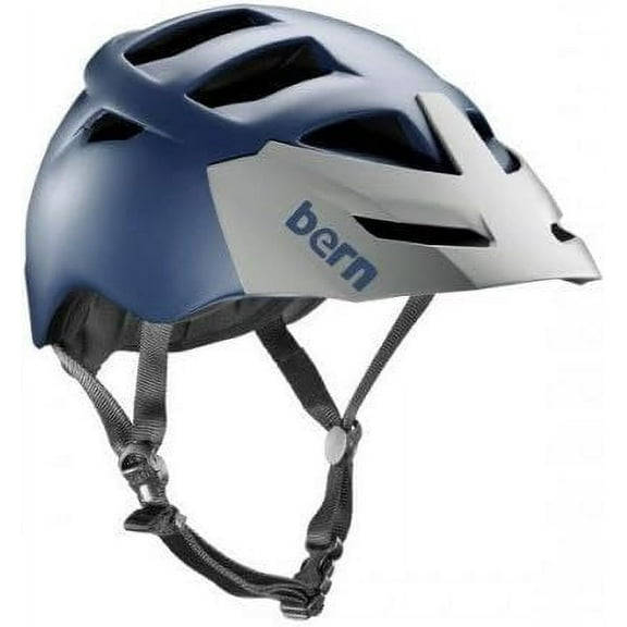 BERN Unlimited Morrison Helmet with Grey Hard Visor, Matte Navy Blue, Small/Medium