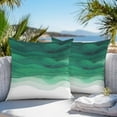 thumbnail image 2 of Outdoor Waterproof Pillow Covers Pack of 2, Sage Green Gradient Abstract Ocean Wave Decorative Throw Pillowcases Cushion Covers for Garden Patio Tent Sofa Couch, 16x16 inch, 2 of 8