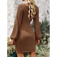 thumbnail image 3 of Weardear Women's Long Sleeve Sweater Dress 2025 Fall Crewneck Bodycon Knit Dress with Tie Waist, 3 of 5