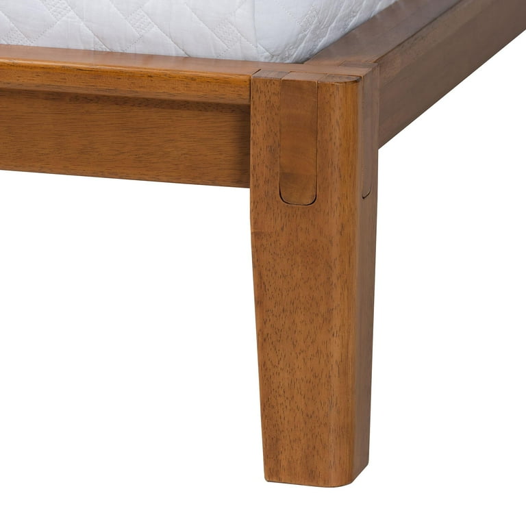 床 Baxton Studio Aldith Japandi Platform Bed, Queen, Walnut Brown