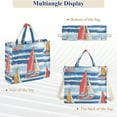 thumbnail image 6 of FORMRS Womens Corduroy Tote Bag Crossbody Shoulder Handbag with Pocket, Red Sailboats, 6 of 7