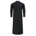 thumbnail image 2 of Yesfashion Men's Button up Cotton Robe Long Sleeve Kaftan Thobe Long Gown Casual Shirt for Beach, 2 of 8