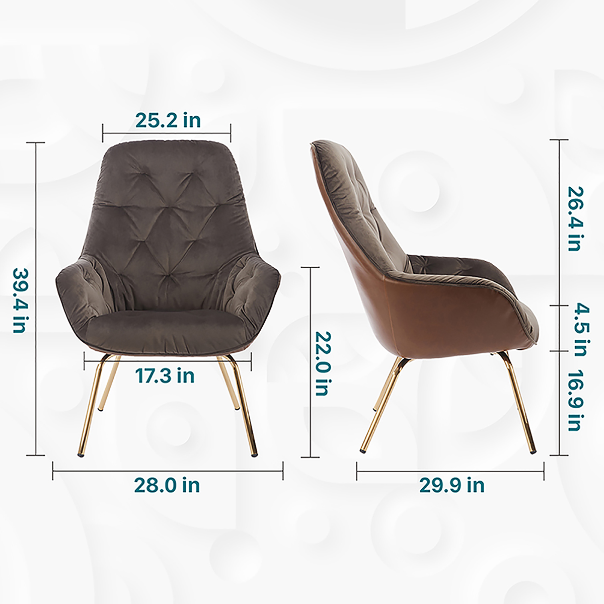 Furniture of America Neds Tufted Indoor Armchairs & Accent Chairs, Brown and Gold