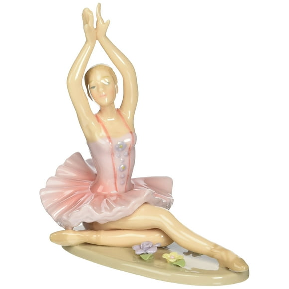 Cosmos 10624 Fine Porcelain Ballerina Posing in Pink Dress Figurine, 4-3/4-Inch