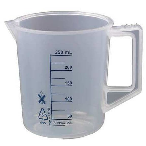 Lab Safety Supply Beaker with Handle,250mL,PK6  23X902