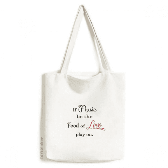 Shakespeare Music be the Food of Love Tote Canvas Bag Shopping Satchel Casual Handbag