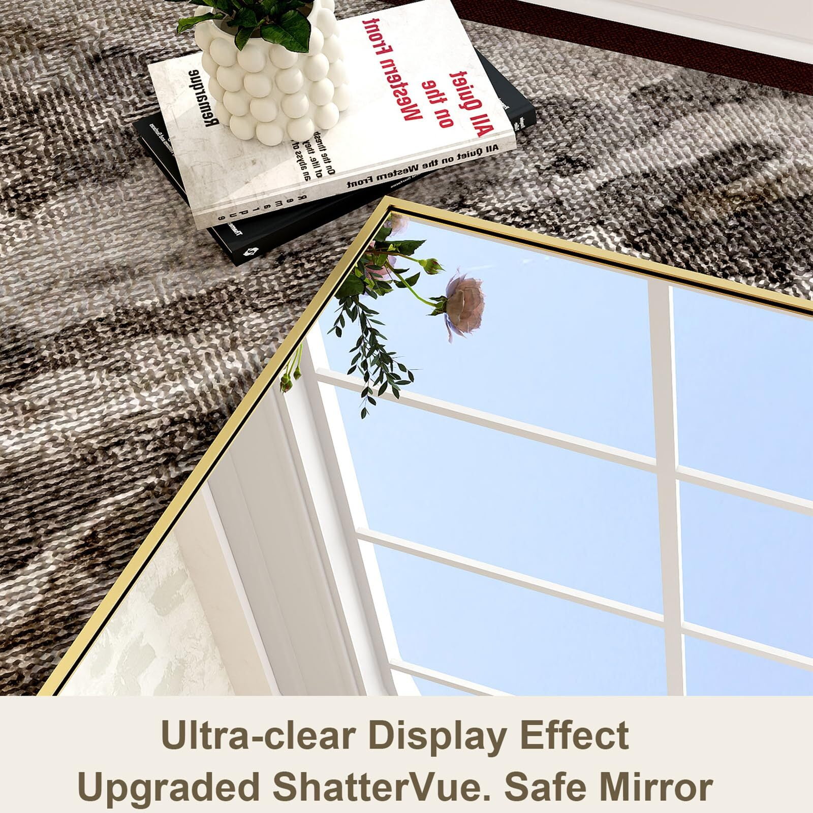 Lumora 28"x 20.3" Rectangular Bathroom Mirror with Aluminium Alloy Frame Wall mirror, Gold