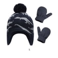 thumbnail image 3 of Sonducket Sombrero Guantes Kit Diseño de orejeras Manoplas de punto para niños con patrones de dinosaurios Animal Accesorios de invierno Regalo de Año Sombreros gris azulado L 4-5 ans Sonducket AP009413-03B, 3 of 6