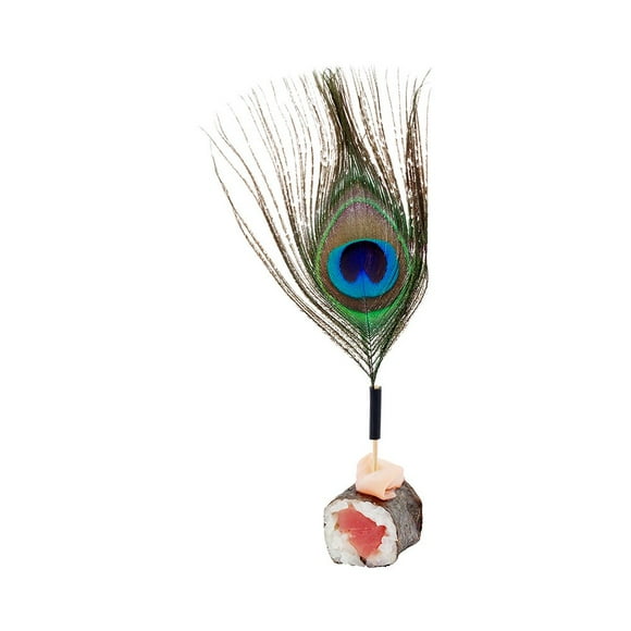 4 Inch Party Toothpicks, 500 Peacock Feather Decorative Skewers - Disposable, Biodegradable, Natural Bamboo Peacock Cocktail Picks, For Garnishes Or Appetizers - Restaurantware