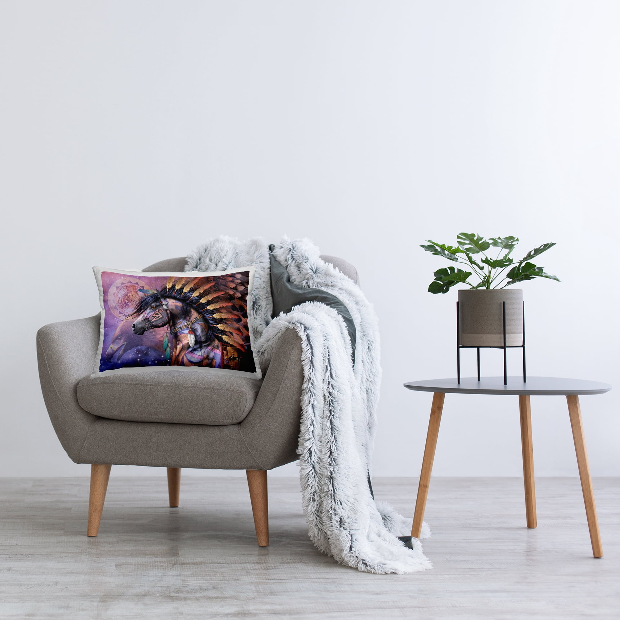 Stupell Industries Shaman Spiritual Horse Decorative Printed Throw Pillow, 14 x 20