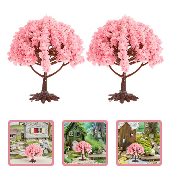 TAILTOSS Small Tree Decoration Artificial Cherry Blossom Tree Pink Abs Sponge 6Pcs